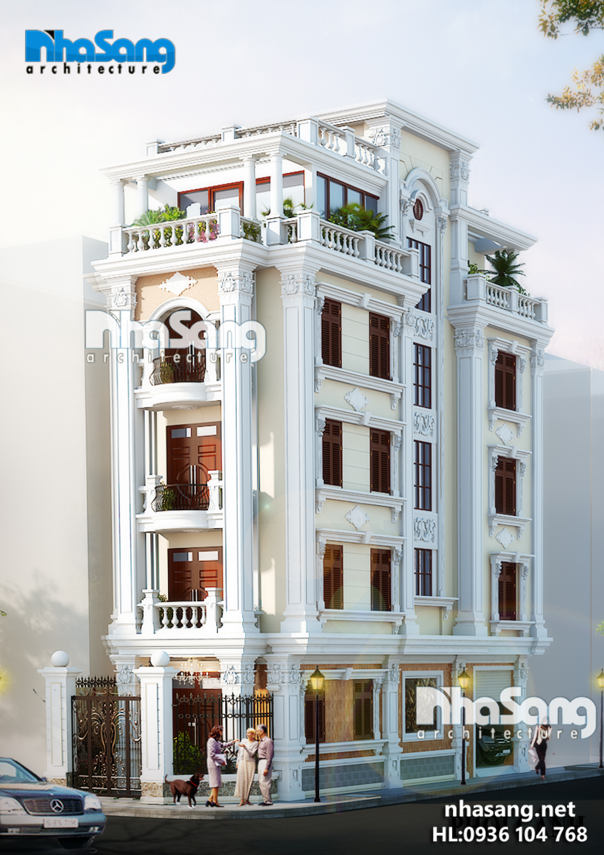 mẫu thiết kế nhà biệt thự 5 tầng kiểu pháp